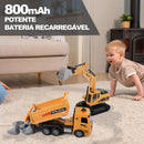 Escavadeira e Caminhão Basculante com Controle Remoto ZWN - Brinquedo Modelo RC - Simulação Profissional de Veículo de Construção