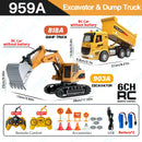 Escavadeira e Caminhão Basculante com Controle Remoto ZWN - Brinquedo Modelo RC - Simulação Profissional de Veículo de Construção